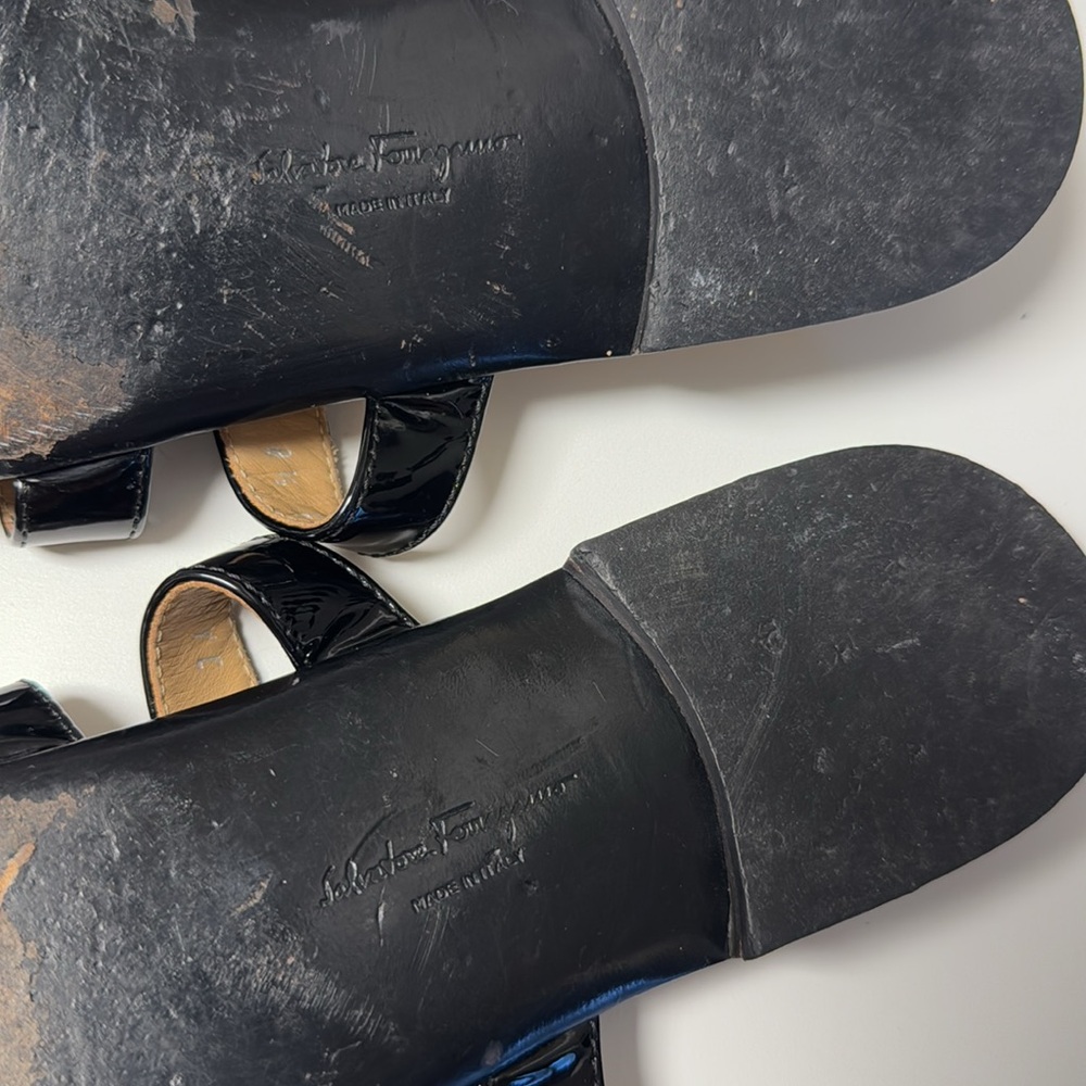 Salvatore Ferragamo Patent Leather Slides - Picture 9 of 14